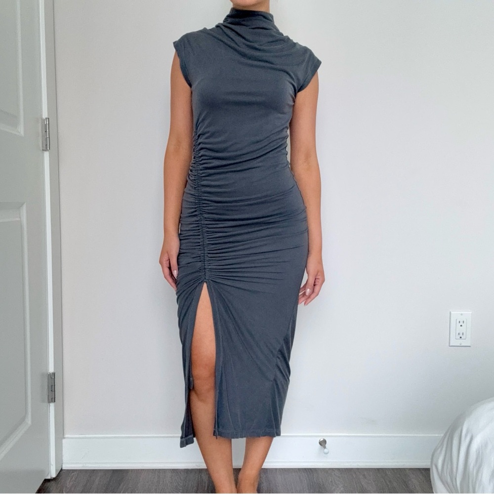 Gray Ruched Dress